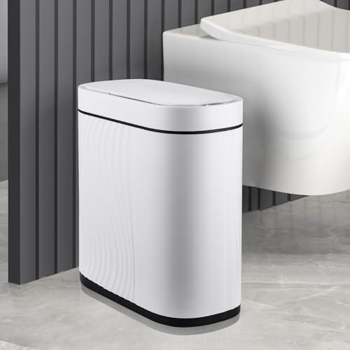 Sensor Mülleimer - ELPHECO 7,5 Liter Badezimmer Mülleimer mit Soft-Close Deckel, Kunststoff Sensor Abfalleimer, IPX5 Wasserdicht Mülleimer für Bad, Schlafzimmer, Büro, Küche, monochrom