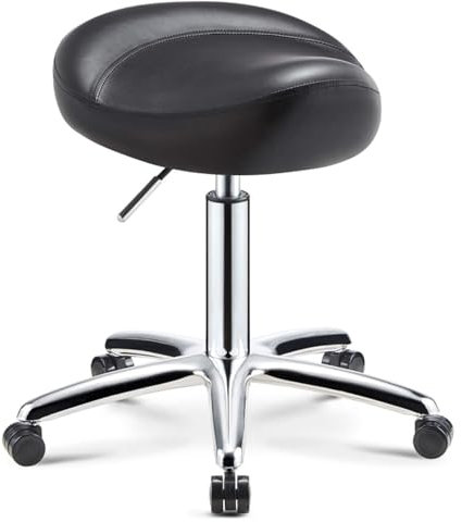 JAVYPPT Hocker, Sattelhocker, ergonomisch, professioneller drehbarer Sattelhocker, rollender, höhenverstellbarer Stuhl for Klinik, Zahnarzt, Schönheitssalon, Tattoo, Zuhause(Black)