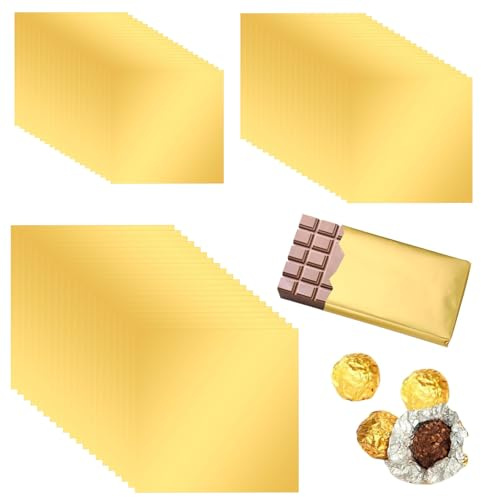 300 Stück Schokoladen Verpackung,Schokoladenverpackung,Verpackung für Schokolade,Goldfolie Perfekt für Selbstgemachte Süßigkeiten,Fudge,Brownies Und Selbstgemachte Partysüßigkeiten