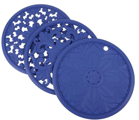 OKUMEYR 3St Pad Kitchen mat küchenunterlage Schüsseluntersetzer küchenarmatur Topflappen für die Küche Tischsets für den Esstisch rutschfeste Tischunterlage Untersetzermatte Kieselgel Blue