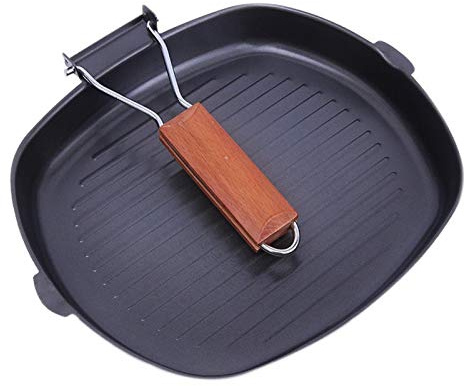 HAODUOO Sartén Sartén Sartén Mango De Madera Utensilios De Cocina Plegables Cocina Steak Pot Sartén Cuadrada Portátil