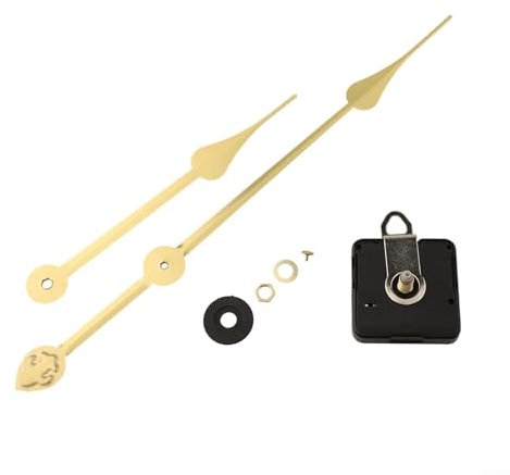 Gettimore Mécanisme d'horloge à quartz silencieux à couple élevé de rechange pour horloge murale de 50 à 60 cm, 5 à 8 mm d'épaisseur, aiguilles longues (doré 2)