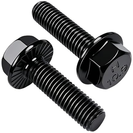 20Pcs Brida Tornillos de Cabeza Hexagonal Acero Aleado M8*70 Grado 10.9 | Acabado negro, sujetadores fiables para montajes mecánicos y aplicaciones industriales.