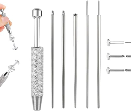 jagosen 14G 16G 18G 20G Piercing Taper Piercing Ball Grabber Tool Stainless Steel Flat Back Earring Applicator Tool Threadless Insertion Pin Curved Body Piercing Kit for Ear/Nose/Navel/Lip/Eyebrow
