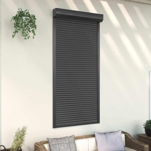 HUAKEHOM Rollladen Aluminium Gute Wärme- und Schalldämmung Rollladenpanzer Behang Rolladen Rolladenbehang Vorbaurollladen Vorbaurolladen 100x210 cm Anthrazit