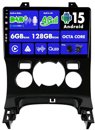 SXAUTO『inbyggd 4G LTE/DAB』Android 14-6G+128G bilradio för Peugeot 3008 (2013–2018) - CarPlay/Android Auto - Kamera MIC - Daul Band WIFI snabbstart ratt 360-CAM HDMI - 2 Din QLED 9 tum
