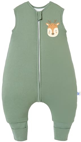 Chilsuessy Baby Schlafsack mit Füßen 2.5 Tog Winter Schlafsack Babyschlafsack mit Beinen Schlafstrampler für Jungen Mädchen, 2.5 Tog/Grün, 70cm/Baby Höhe 80-90cm