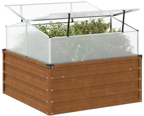 Iiaky Jardinière de Jardin avec Serre Acier résistant aux intempéries,Jardiniere sur Pieds,Bac avec Treillis,Jardiniere Terrasse