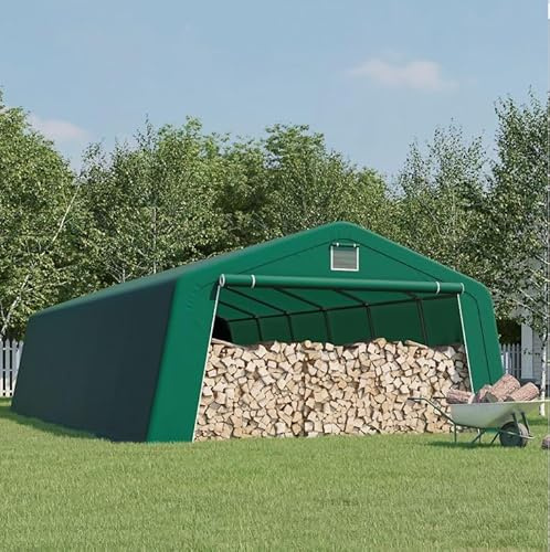 Magna One 3,6 x 9,8 m Weidezelt Carport Zeltgarage Weideunterstand Gerätezelt mit PE-Plane 260g/m², wasserdichtes Zelt mit Stahlgestänge, grün