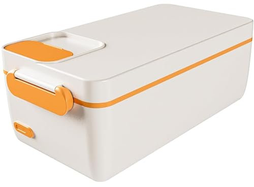 Lonchera eléctrica recargable,lonchera eléctrica inalámbrica de 1 litro,calentador de alimentos portátil con temporizador,sin necesidad de agregar agua,caja de aislamiento autocalentable White