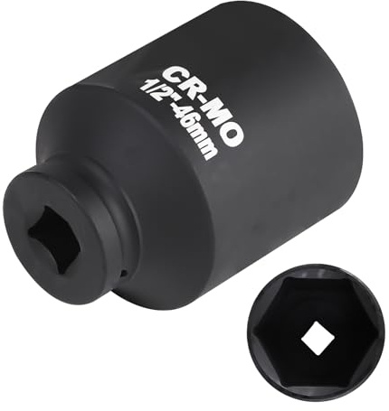 MIGUBIGU 1/2 46mm Llave de Vaso Impacto 6 Puntas, Llave de Vaso Multidiente, Llaves de Vaso de Doce Caras, Juego de Tuercas Multidientes de Acero al Cromo Vanadio