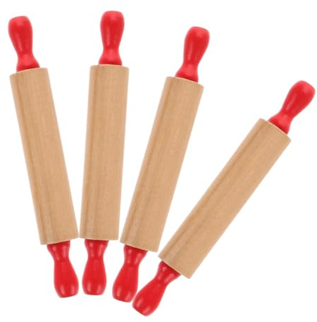 VALICLUD 4pcs Mini Rolling Pins Non Stick Baking Tool for Safe Kitchen Accessory for Dough Crafting and Pretend Play