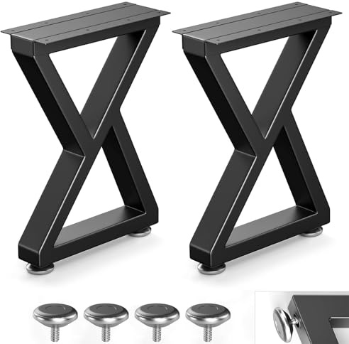Likapop 28 Metall Tischbeine, Z-Form 2er-Set, 45x71cm, Schwarz | starker Stahl, Rostschutz, rutschfest, Traglast 150 kg, minimalistisch, für Wohnzimmer, Landhaustisch, Werkbank