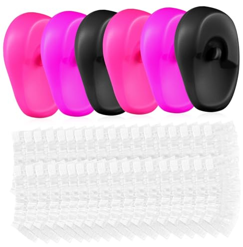 DONFAMDS 206pcs Hair Salon Earmuffs Silicone for Hair Dyeing Ear Protectors Disposable Ear Covers for Shower Bath
