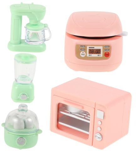 Uonlytech Mini Cucina in Miniatura per Casa delle Bambole Elettrodomestici da Gioco per Modelli Realistici di Forno Macchina da Caffè Spremiagrumi Cuociriso e Uova Portatile e