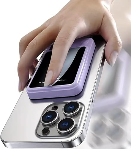 Magnetic Power Bank 10000mAh 22.5W, Fast Charging Portable Charger with LED Display, PD 20W USB-C Battery Pack Compatible with iPhone, Samsung Galaxy, Xiaomi, Qi Devices (Purple)