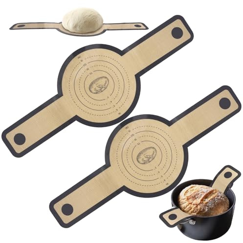 2 Piezas Eslinga de Silicona para Horno Holandés, 21cm Tapete Silicona Horno, Eslinga de Pan Reutilizable con Mango Largo, Alfombrilla de Silicon para Pan, Hornear Galletas, Pizza, Antiadherente