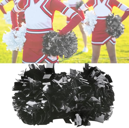 SustVita Leichte Cheerleader-Pompons mit doppelköpfigem Design für Tanz- und Bühnenauftritte für attraktive visuelle Effekte, 24,5 cm, Schwarze jubelnde Handblumen
