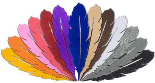 Summer-Ray 26 Stück Filzfedern – 13 lebendige Farben, 2 mm dicker Bastelfilz, 15,2 cm dekorative Federformen für Bastelarbeiten, Scrapbooking, Party-Dekoration, Nähen und kreative Projekte