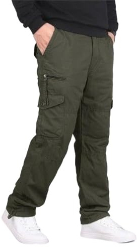 Generisch Pantaloni cargo da uomo in pile, imbottiti, invernali, con tasche multiple, pantaloni da trekking, pantaloni da lavoro, pantaloni da trekking, pantaloni da caccia, pantaloni militari