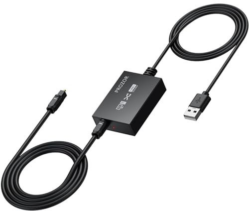 PROZOR USB A to Toslink Optical Audio Adapter, 1M/3.3ft Cord, 96kHz SPDIF Digital Converter for Computer, PC, Mac, Laptop Only (Unidirectional, Not for TV or Game Consoles Like PS5/Xbox)