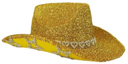 Cowboyhut mit Stern-Design & Glitzer - Western Hut für Damen & Herren für Karneval, Mottoparty & Show