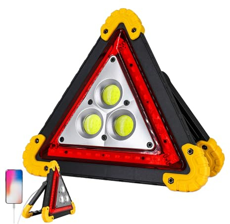 Manolyee Triangoli di Sicurezza per Auto Ricaricabili,Triangoli Stradali a Ricarica Veloce | Segnale di Sicurezza Leggero Luminoso E Riflettori Visibili | per Auto Veicoli E attività All'aperto