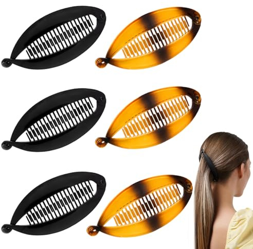 JYXNU 6 Piezas Banana Clip, pinzas para el cabello de plátano, peines grandes vintage de plátano, Clip de cola de caballo, peine de cola de pez, Para mujeres y niñas, para deportes y vida diaria