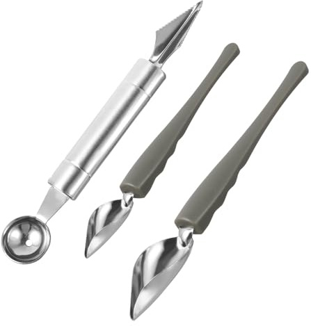 RUNROTOO Set de 3 Cucharas de Acero Inoxidable para Pintar Salsa y Decorar Pasteles, Cucharas Pequeña, Mediana y Grande, Adecuado para Repostería Creativa y Decoración de Platos