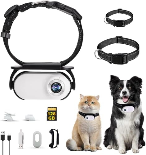 GHWMYD 128G Weiße Katzen Kamera Halsband Haustierkamera