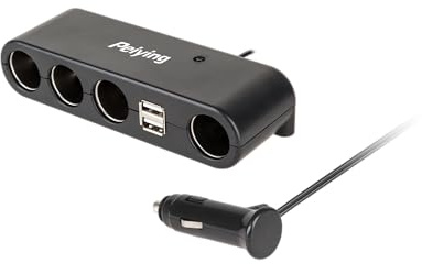 Peiying Accendisigari da auto a 4 scomparti, 12-24 V, 60 W, nero, 140 x 55 x 19 mm