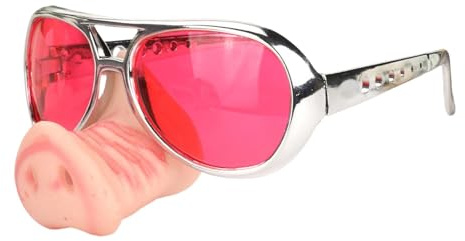 FashionCha Schweinenase Brille Lustige Kostümbrille Scherzartikel Brille Festivalbrille Als Foto Requisite mit Schweinerüssel für Einen Humorvollen Look für, Rot