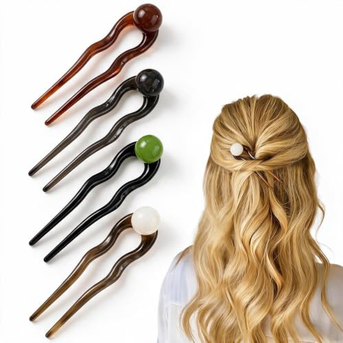 4 Stück French Pin Französische Haarnadeln U-förmig French Twist Damen