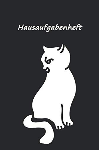 Hausaufgabenheft: für clevere mit weißer Katze (Schwarz), zum Eintragen von Hausaufgaben, Notizen für 52 Wochen. Schulplaner, Stundenplan, Schulnoten Übersicht, Terminplaner für Klassenarbeiten