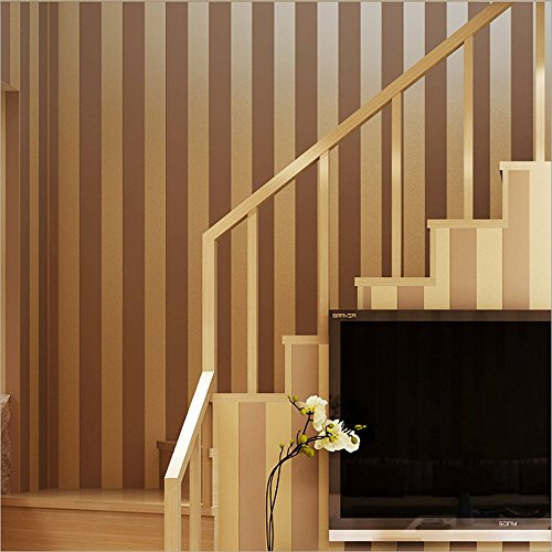 Papel tapiz KeTian para la pared con diseño de rayas de estilo europeo moderno minimalista lujoso no tejido y es ideal para el salón o la habitación sin tejer marrón 0.53m x10m=5.3m²