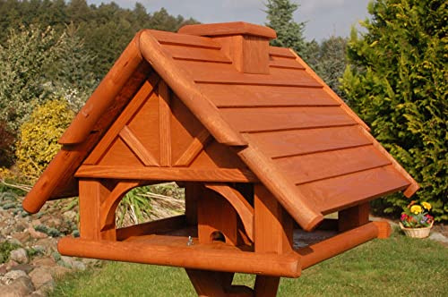 Deko-Shop-Hannusch Vogelhaus Futterhaus Futterhäuschen Vogelvilla mit Solarbeleuchtung, wahlweise mit oder ohne Vogelhausständer V19, Vogelhausständer:ohne Vogelhausständer