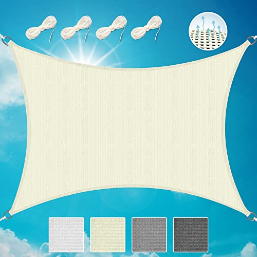 Sol Royal Tenda a Vela Ombreggiante Rettangolare 3x4 m HDPE SolVision HS9 - Vele Parasole da Giardino Traspirante Protezione Parasole e Raggi UV - Tendone Tende Crema 300x400 cm