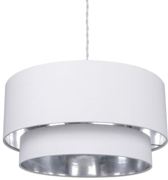 LEDKIA Pendelleuchte Leinen Reflect Duo Weiß | Elegantes Design | Verstellbare Länge | E27 Fassung | Vielseitige Raumbeleuchtung