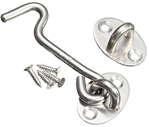 Sturmhaken, Edelstahl-Verschluss Set mit Haken und Öse, Kabine Haken Sturmhaken Tür Riegel Fenster Fang Kabine Tür Tor Sperren, mit Montage Schrauben