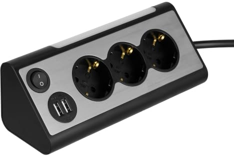 REV 2400050010 LightSocket, trippeluttag upplyst (LED) 2 x USB, 3 680 W, svart