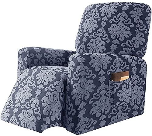 BXFUL Vilstol skydd med sidoficka Jacquard fåtöljöverdrag stretch vilstol överdrag överdrag överdrag sofföverdrag spandex jacquardtyg små rutor (grå)