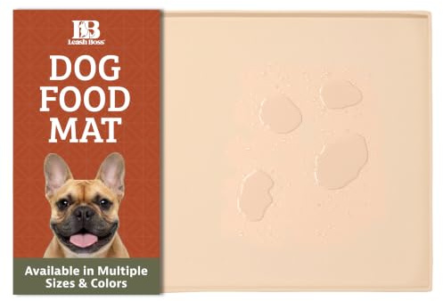 Leashboss Spritzmatte XXL – Napfunterlage Katzen & Hund mit Großer Lippe, Rutsch- und Wasserfeste Silikon Napfunterlage für Futter, Wasser oder Brunnen (76 x 56 cm, Beige)