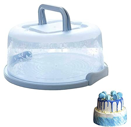 Porta Torte Basso con Tavoletta Refrigerante, Copritorta da Trasporto con Maniglie, Porta Torta, Contenitore Rotondo per Torte con Copertura, per la Conservazione di Tortes, Pane, Spuntini(25*21*13cm)