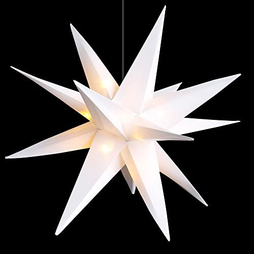 Spetebo 3D Stern 25 cm mit 15 LED warmweiß Weihnachtsdeko | Leuchtstern mit Timer, Batterie betrieben, Weihnachten Advent Winter, Für Außen und Innen, Zum Hängen