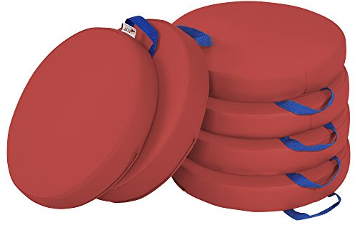ECR4Kids SoftZone Floor Cushions, Round, Flexible Seating, Red, 6-Piece