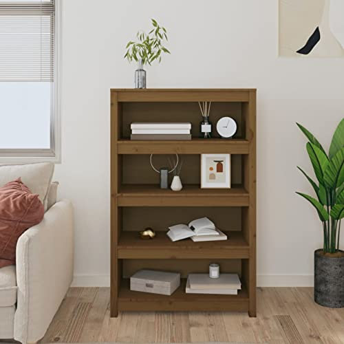 Tidyard Bücherregal Büroregal Standregal Raumteiler Aktenschrank Wandregal Massivholz Kiefer Honigbraun 80x35x126 cm
