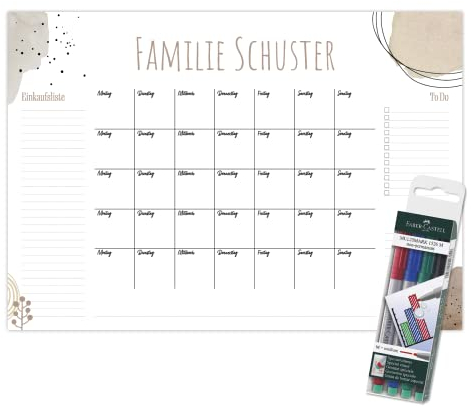 Primus Print - Wunsch Kalender - personalisierter Wandkalender - Abwaschbarer Familienplaner aus Acryl (Beige)