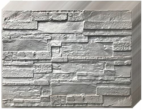 DECCART 3D Wandpaneele Steinoptik 44 x 58 cm | PVC Paneele Wand Deko Wohnzimmer Küche Badezimmer Wasserfest Wandverkleidung Innen zum Kleben Wandpanele Wandpaneel Leicht zu