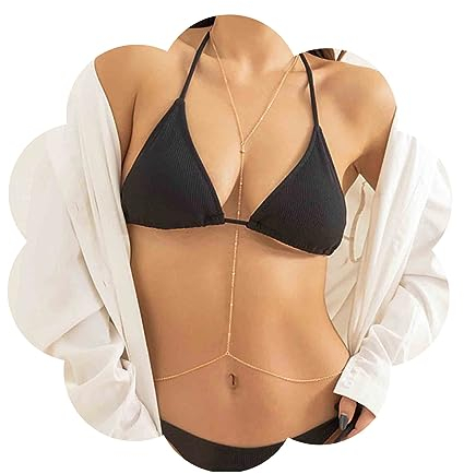 Yheakne Boho Schiavo Catena Corpo Collana Oro Bikini Reggiseno Collana Lunga Perla Imbracatura Reggiseno Spiaggia Corpo Catena Gioielli Per Le Donne E Le Ragazze Regali Estivi (oro)
