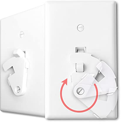 Toggle Light Switch Guard, ILIVABLE Child Proof Switch Plate Cover Rotary Lock Protects Your Lights from being Accidentally Turned On or Off by Children and Adults (White, 4 Pack)